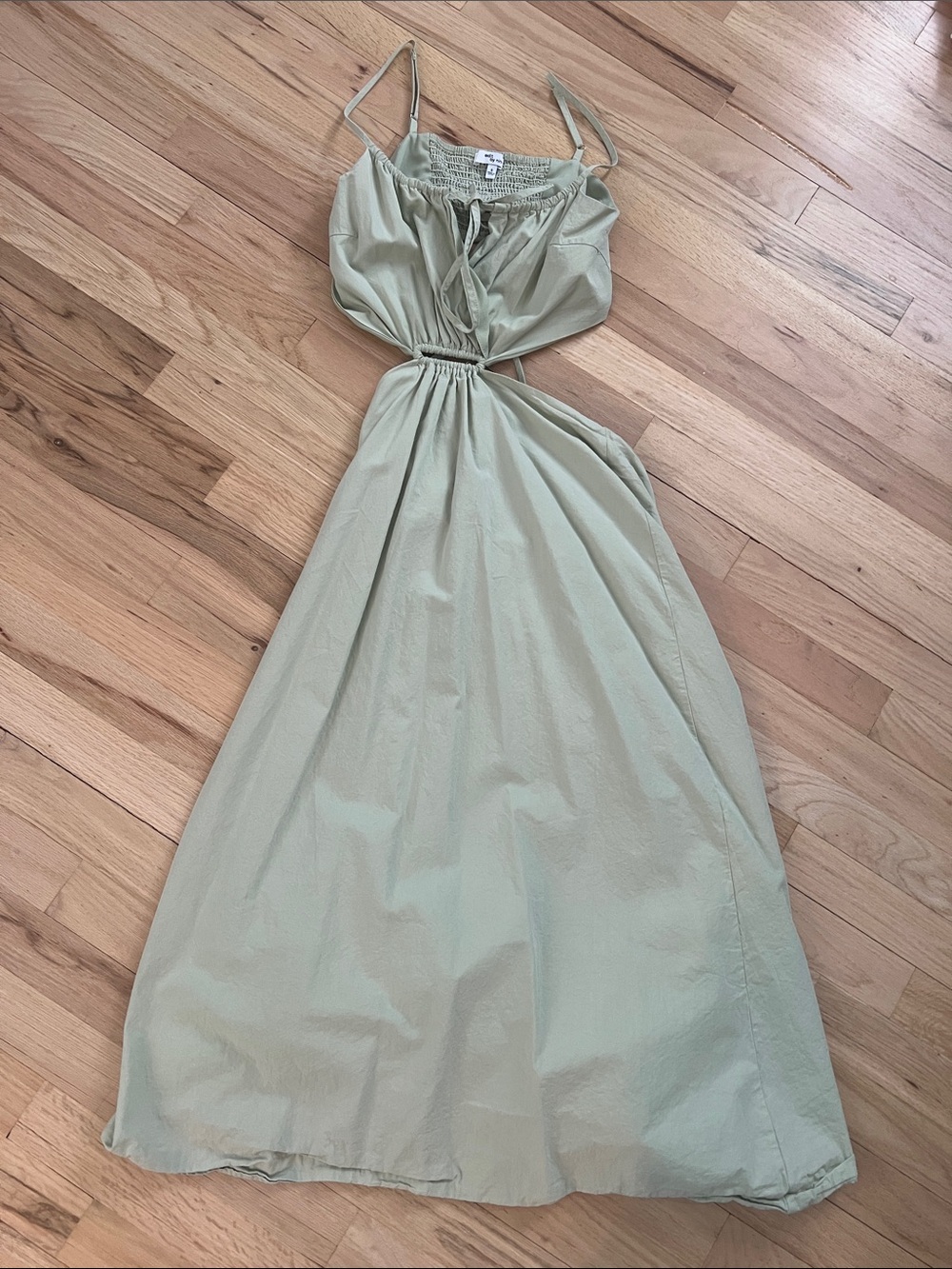 Cutout Maxi Dress with Adjustable Straps in Sage Green